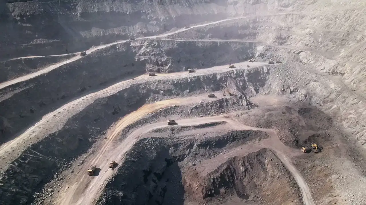 Aerial view of an open-pit mine